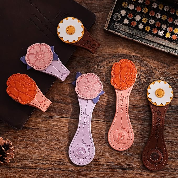 3 PCS Fruit of Spirit Magnetic Leather Bookmarks, Floral Patterns (Love Joy Peace) of Galatians, Bible-Inspired Page Markers, Double-Sided Clips, Gift for Book Lovers, Students, Book Accessories