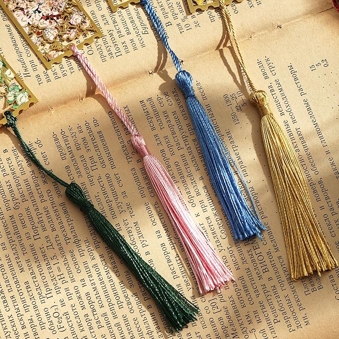 4 Pieces Metal Bookmarks with Tassel, Golden Hollow Bookmark Monet Oil Painting Theme Book Mark Bookmarks for Book Lovers Writers Readers Children Teens for Women Teen Adults
