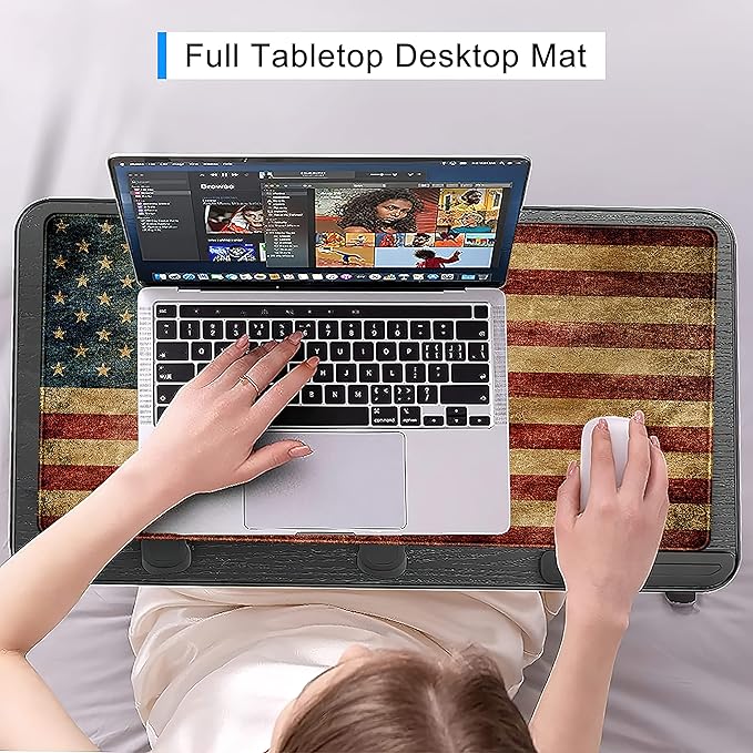 Desk Mat, Extended Gaming Mouse Pad, Large Keyboard Mouse Mat XXL, American Flag Full Desktop Mousepad with Stitched Edges & Non Slip Rubber Base Mice Pad for Office and Home 31.5"x15.75"