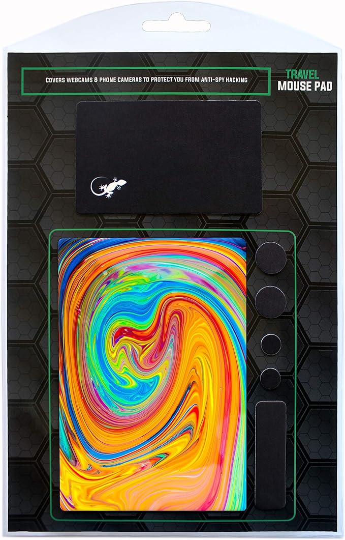 Mouse Pad Adhesive Bottom - Sticks to Any Surface - Portable - Webcam Covers and Screen Cleaner Included (Color Swirl)