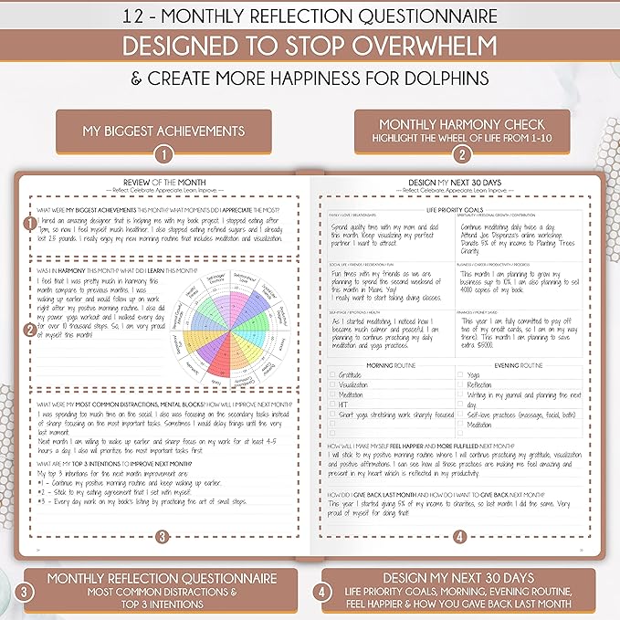 Life Planner - Undated Daily, Weekly & Monthly Planner with Budget Section | A 12 Month Journey to Increase Productivity & Happiness | Life Organizer & Gratitude Journal - Horizontal Format