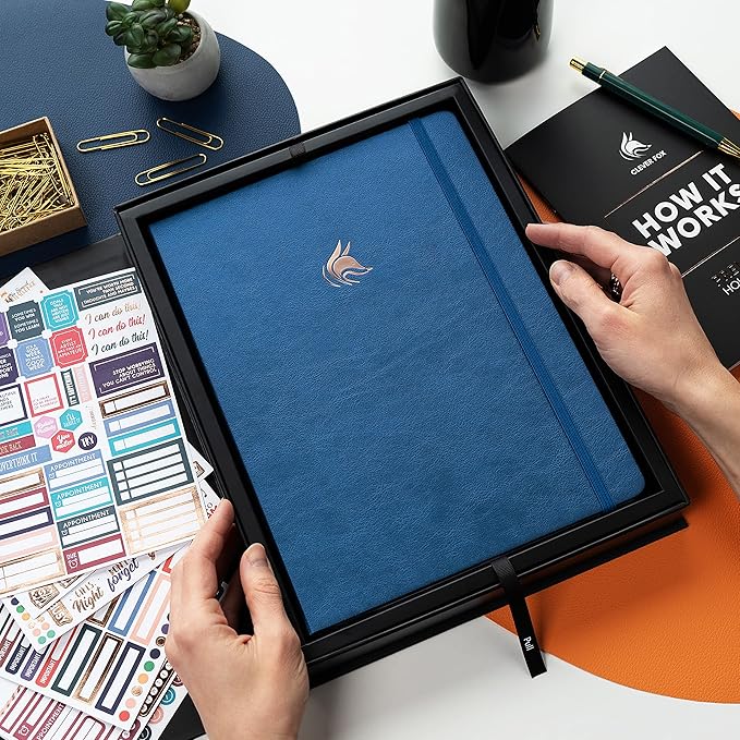 Clever Fox Hourly Planner PRO Premium – Undated Schedule Planner with Daily Time Slots – Personal Organizer Notebook for Time Management – Weekly & Monthly Life Journal, A4 Size (Mystic Blue)