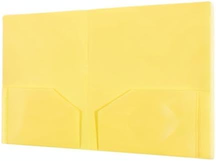 JAM PAPER Heavy Duty Plastic 2 Pocket Extra Tough School Folders - Yellow - 6/Pack
