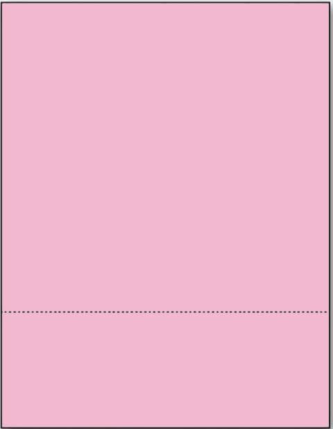 Limited Papers (TM) 8.5x11 Perforated Paper, 20/50 Pound, 75 GSM, Variety of Perforation Sizes and Colors, for Forms, Tickets, Postcards, Business Cards. (Pink, 2 up – 3.5” from bottom)