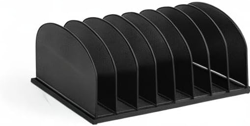 Safco Products Onyx Desktop File Organizer 8 Upright Sections Home, Office or Classroom Desktop Organization,Black,3212BLKD