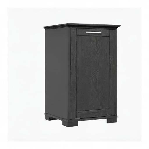 OLD CAPTAIN Wooden Tilt Out Trash Cabinet, Wooden Kitchen Garbage Can Free Standing Holder, Black Finish…