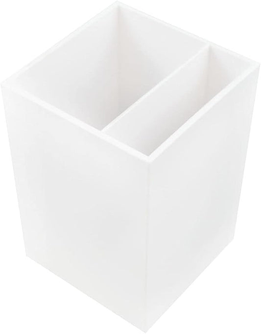 JAM PAPER Plastic Pen Holder - White - Desktop Pencil Cup - Sold Individually