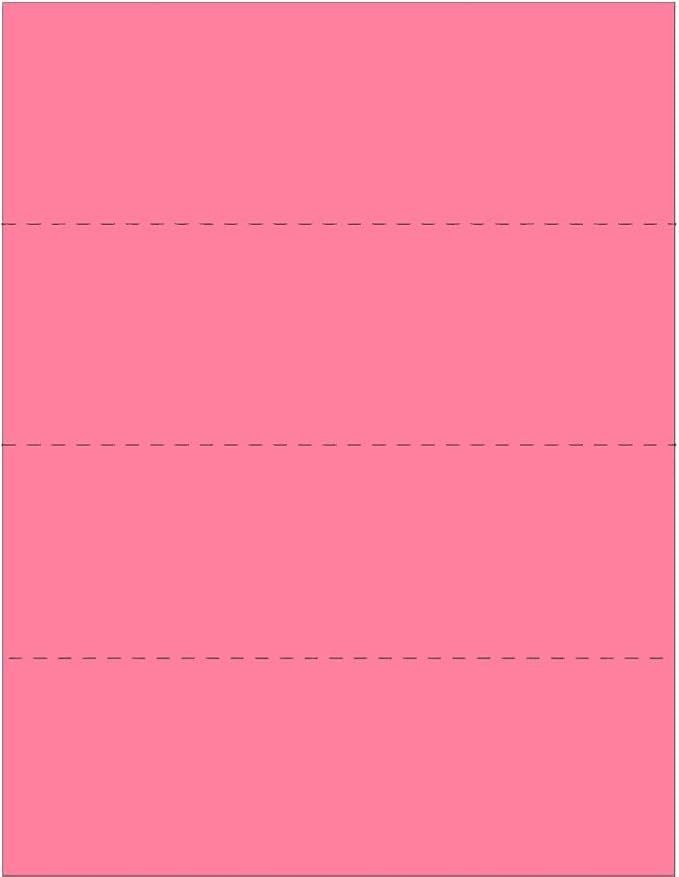 Limited Papers (TM) 8.5x11 Perforated Paper, 20/50 Pound, 75 GSM, Variety of Perforation Sizes and Colors, for Forms, Tickets, Postcards, Business Cards. (Cherry, 4 up - horizontal every 2.75")