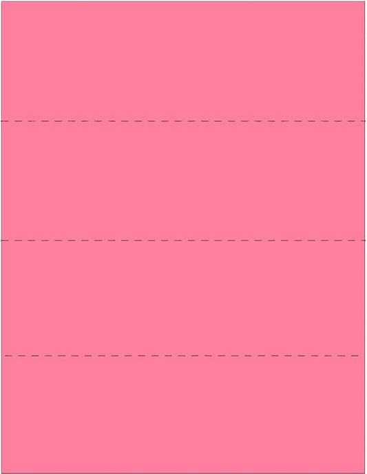 Limited Papers (TM) 8.5x11 Perforated Paper, 20/50 Pound, 75 GSM, Variety of Perforation Sizes and Colors, for Forms, Tickets, Postcards, Business Cards. (Cherry, 4 up - horizontal every 2.75")