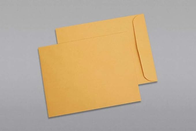 Limited Papers (TM) Booklet Envelopes, (Open Side) Brown Kraft, Gummed Seal, 28 Pound, Heavyweight, For Mailing And More. (100, 11 x 13)