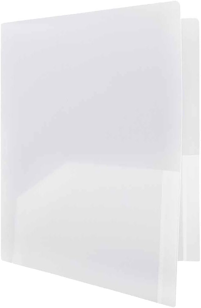 JAM PAPER Heavy Duty Plastic 2 Pocket Extra Tough School Folders - Clear - Bulk 144/Box
