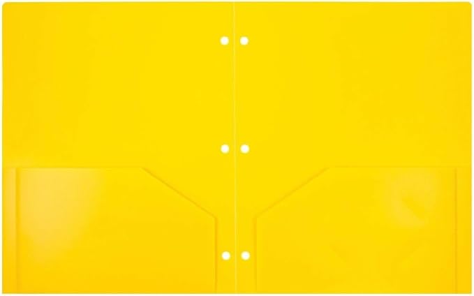 JAM PAPER Heavy Duty Plastic 3 Hole Punch Pocket Folders - Extra Tough School Folders - Assorted Primary Colors - Bulk 48 Folders/Box (8 Assorted Packs of 6)