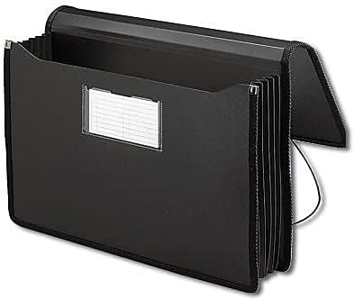 Smead Poly Wallet, Accordion File Organizer for File Folders, Legal Size, Black, 5-1/4 inch Expansion, Office Supplies, Document Organizer (71510)