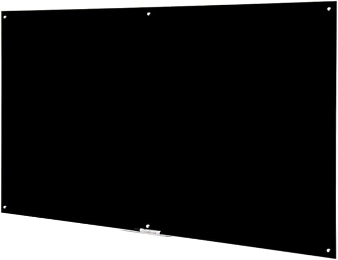 72" x 48" Black Extra Large Glass Whiteboard 6' x 4' Frameless Tempered Black Glass Dry Erase Board with Marker Tray for Interactive Office, Wall Mounted Frosted Glass Whiteboard