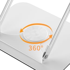 Acrylic Book Stand for Reading,Adjustable Holder with 360° Rotates Base & Page Clips,Foldable Desktop Ricer for Cookbook,Music Scores,Laptop,Tablet,Recipe,Textbook,Magazines