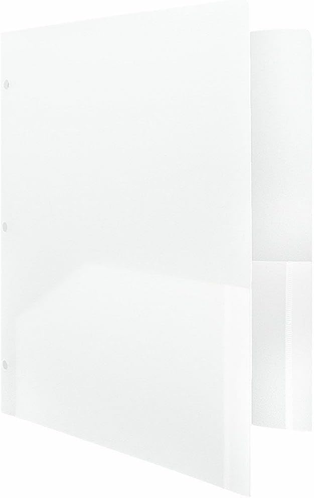 JAM PAPER Heavy Duty Plastic 3 Hole Punch Pocket Folders - Extra Tough School Folders - Clear - Bulk 48/Pack