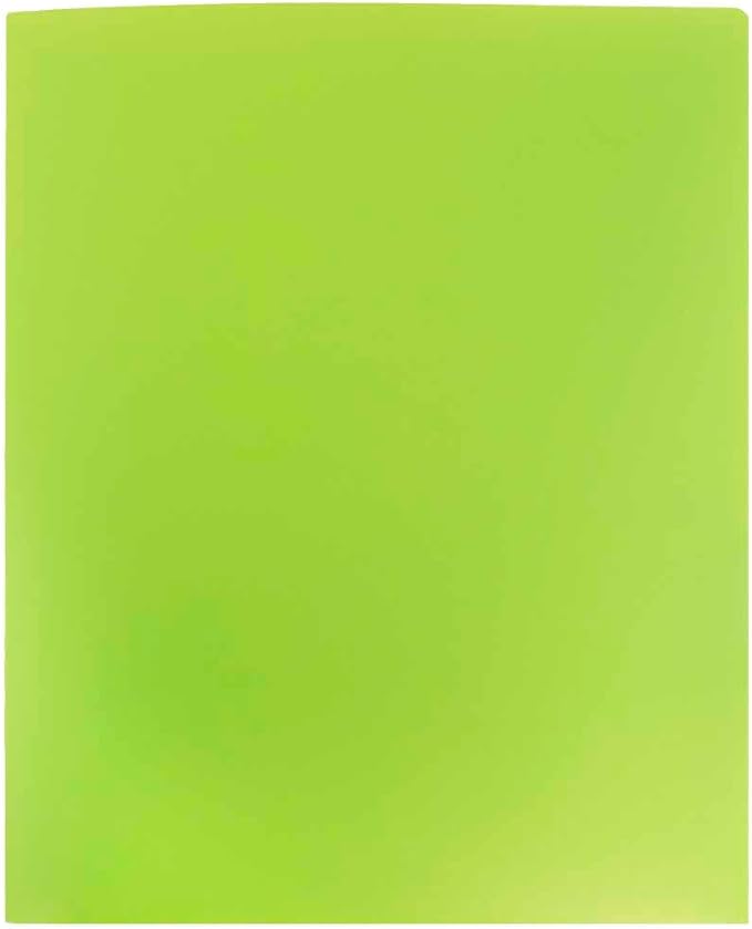 JAM PAPER Heavy Duty Plastic 2 Pocket Extra Tough School Folders - Lime Green - Bulk 48/Pack