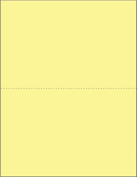 Limited Papers (TM) 8.5x11 Perforated Paper, 20/50 Pound, 75 GSM, Variety of Perforation Sizes and Colors, for Forms, Tickets, Postcards, Business Cards. (Canary, 2 up - horizontal 5.5”)