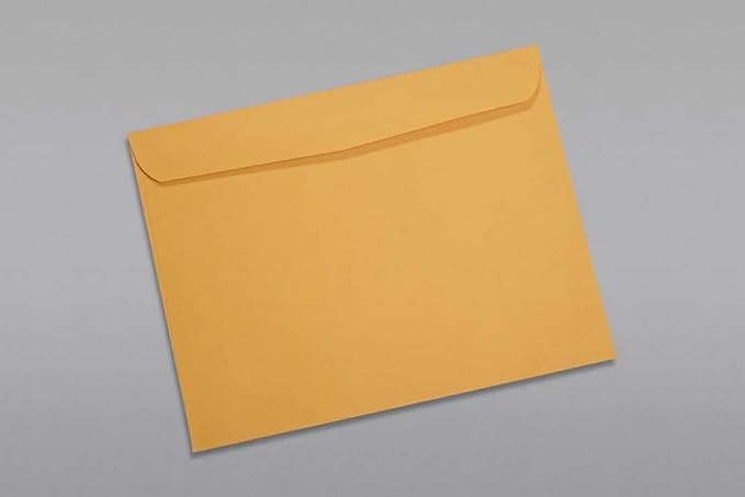 Limited Papers (TM) Booklet Envelopes, (Open Side) Brown Kraft, Gummed Seal, 28 Pound, Heavyweight, For Mailing And More. (500, 9.5 x 12)