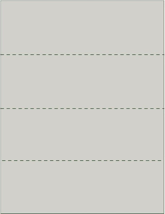 Limited Papers (TM) 8.5x11 Perforated Paper, 20/50 Pound, 75 GSM, Variety of Perforation Sizes and Colors, for Forms, Tickets, Postcards, Business Cards. (Grey, 4 up - horizontal every 2.75")