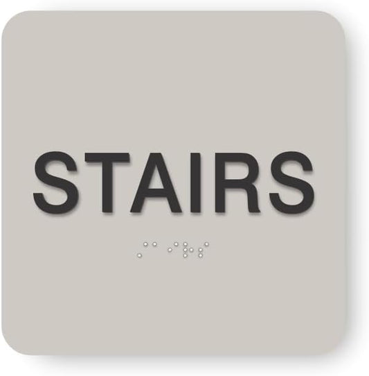 ADA STAIRS braille sign, 6” x 6”, ADA Compliant STAIRS Sign for Building or Business, Many Colors Choices, Made in USA! (Cement)
