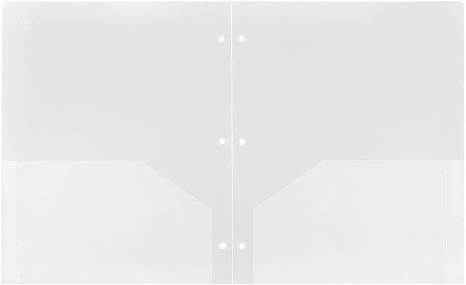 JAM PAPER Heavy Duty Plastic 3 Hole Punch Pocket Folders - Extra Tough School Folders - Clear - 3/Pack