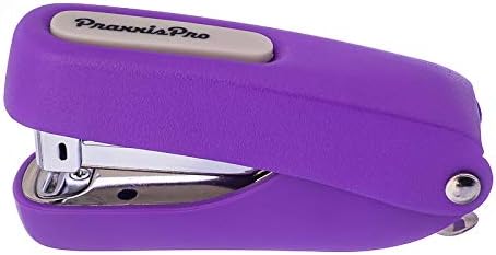Praxxis Pro Office Supplies - Aria-Plus Half-Strip Mini Stapler - Durable, Compact, and Colorful Stapler for Office and Travel Use, Compatible with Standard 26/6 Staples, Purple