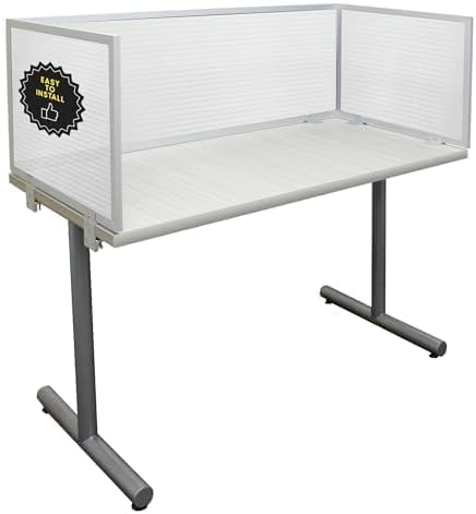 OBEX Polycarbonate Office Desk Mounted Privacy Screen Adjustable Table Top Panel Divider, Universal Aluminum Bracket-USA Made, 18" x 66", Translucent