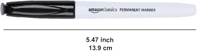 Amazon Basics Fine Tip Point Permanent Markers for Office, School, and Home Use, Black, 12 Pack