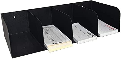STEELMASTER by BankSupplies Steel Document Organizer - 4-Pockets - Black - Powder Coated Crinkle Finish - Scratch & Chip-Resistant - Check Separator, Deposit Slips, Letter Organizer, Money & Bills