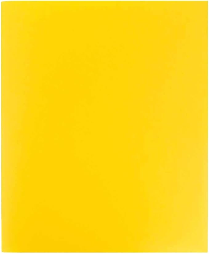 JAM PAPER Heavy Duty Plastic 2 Pocket Extra Tough School Folders - Yellow - Bulk 144/Box