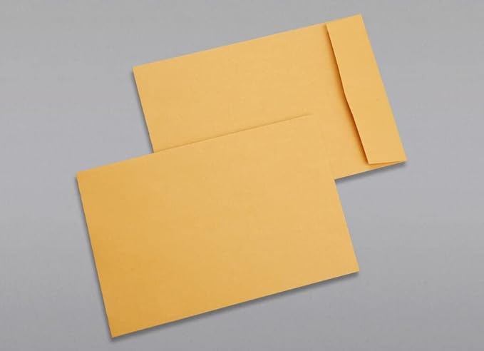 Limited Papers (TM) Booklet Envelopes, (Open Side) Brown Kraft, Gummed Seal, 28 Pound, Heavyweight, For Mailing And More. (500, 6 x 9)