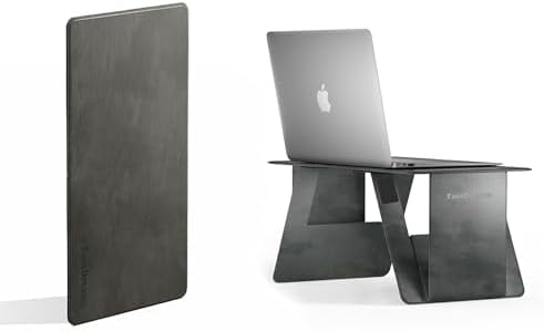 Foldable Laptop Desk Bed Computer Desk, FansDreams Pi Foldable and Portable Lap Desk, Portable Folding Lap Table, Standing Lightweight Travel Laptop Table for Study and Work (Grey, Standard)