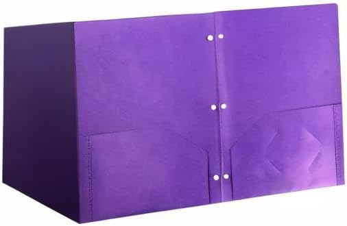 JAM PAPER Heavy Duty Plastic 3 Hole Punch Pocket Folders - Extra Tough School Folders - Purple - 6/Pack