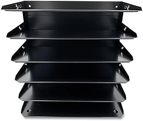 Huron Desktop Horizontal 6-Slot Legal File Binder Organizer Storage Letter Tray, Black Commercial Grade Steel