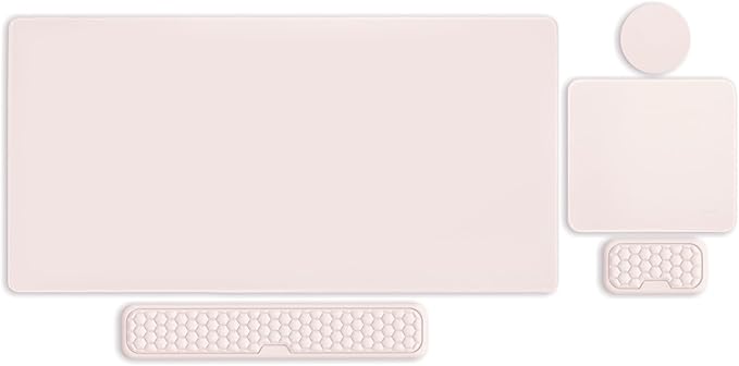 MOSISO Large Gaming Mouse Pad&Massage Keyboard Wrist Rest&Mousepad&Wrist Rest&Coaster,Ergonomic Non-Slip Base Pad Set&Pain Relief Easy Typing Cushion with Memory Foam for Home Office, Apricot