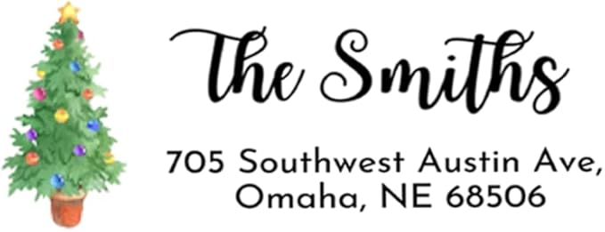 Personalized Christmas Return Address Labels - Custom Holiday Return Address Labels, Set of 120 Self Adhesive Mailing Rectangle Personalized Name Stickers (Pattern 2)