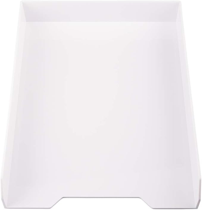 JAM PAPER Stackable Paper Trays - White - Desktop Document, Letter, & File Organizer Tray - Sold Individually