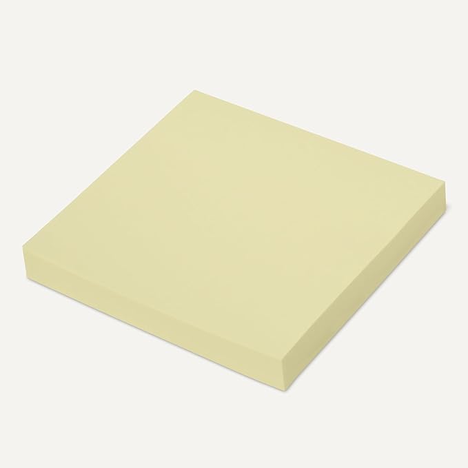 Amazon Basics Square Sticky Notes, Self-Stick Pads, Pack of 5, 3 x 3 inches, Yellow