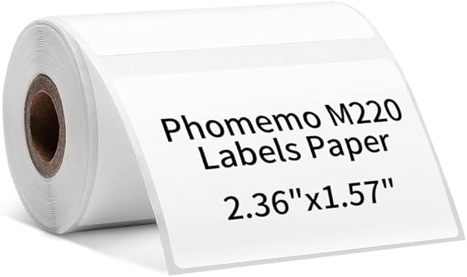 Phomemo 3 Roll 2.36"x 1.57" Thermal Sticker Label, 180 Labels/Roll Compatible with M220, M250, M260,M200, M221 Printer, Strong Permanent Adhesive, for Customer Mailer, Address, Business Letter