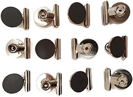 Mini Silver Refrigerator Magnet Hook Clips for Holding Photographs, Holding Business Cards, Office Organizing, Memo Note Clips (12)