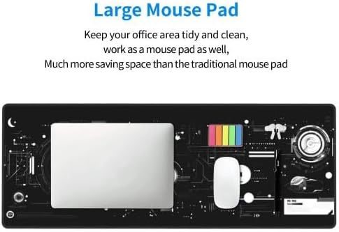 Mechanical Mouse Pad 31.5 X 11.8 Inch Big Desk Rubber Base Stitched Edges Keyboard Pad Spaceship XXL Mouse Mat for Home Game and Office