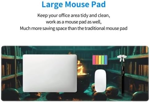 Skull Mouse Pad 31.5 X 11.8 Inch Big Desk Rubber Base Stitched Edges Keyboard Pad XXL Mouse Mat for Home Game and Office