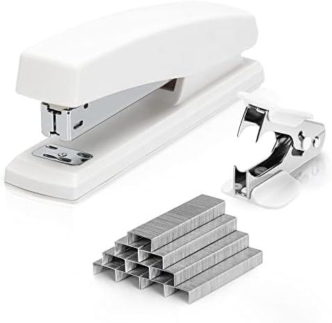 Deli Stapler, Desktop Stapler, Office Stapler, 25 Sheet Capacity, Includes 1000 Staples and Staple Remover, White