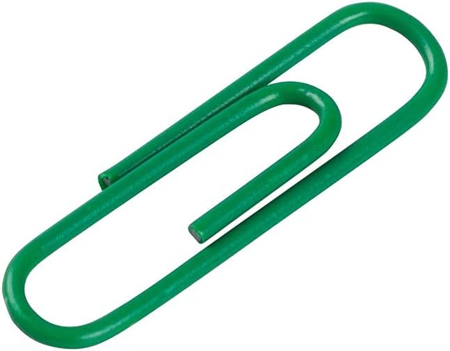 JAM PAPER Colorful Standard Paper Clips - Regular 1 Inch - Green Paperclips - 100/Pack