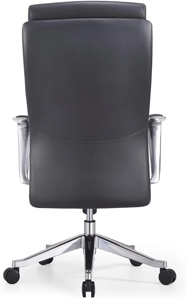 ZURI Draper Leather Executive Chair with Aluminum Frame- Dark Grey