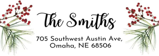 Personalized Christmas Return Address Labels - Custom Holiday Return Address Labels, Set of 120 Self Adhesive Mailing Rectangle Personalized Name Stickers (Pattern 1)