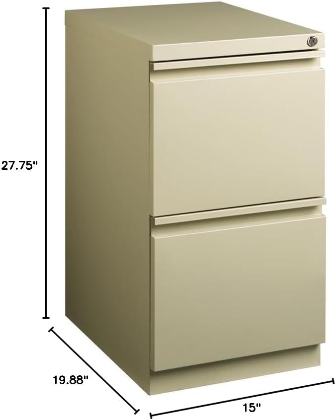 Pemberly Row 2 Drawers 27.75" Vertical Beige Metal Filing Cabinet Lockable Pre-Assembled Stationary Letter Size for Home, Office