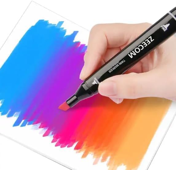 Alcohol Markers Set, 60 Colored Pens for Kids & Adults| Dual Tip Alcohol Markers with Brush Tip, Art Supplies & Coloring Marker for Drawing, Sketching & Illustration