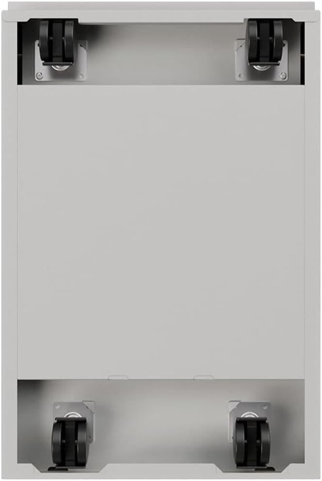 Pemberly Row 20" 2-Drawer Modern Metal Mobile Pedestal Filing Cabinet in Silver